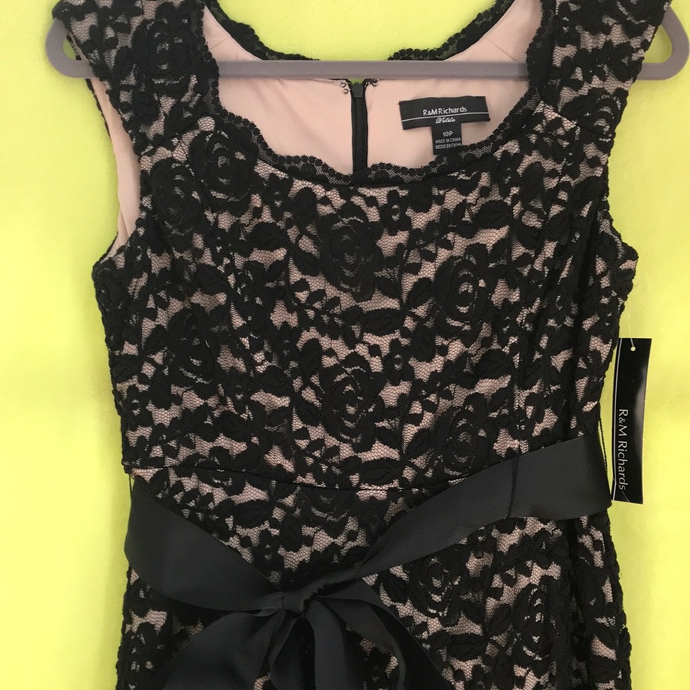 Black Petite Lace Dress with Ribbon